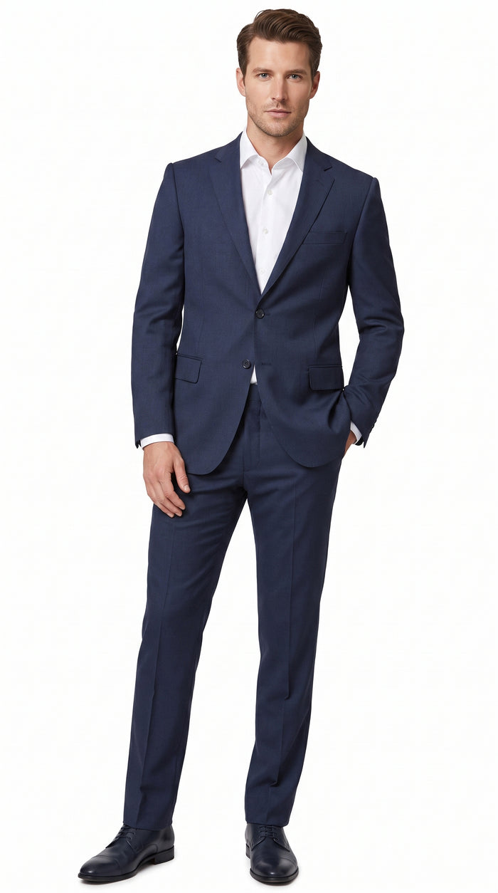 Tiglio Italian Suit - Real Wool Men’s Tiglio Novello Navy Blue Super 150’s Wool Suit, Italian Wool  Business Wedding Suit SetSuper 150's Novello Navy Blue ,Pure Wool Suit in Color Navy Blue Modern Fit