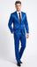 Men’s Shiny Metallic Blue Sharkskin Suit, Single Breasted Formal Wedding Prom Dress Suit Set