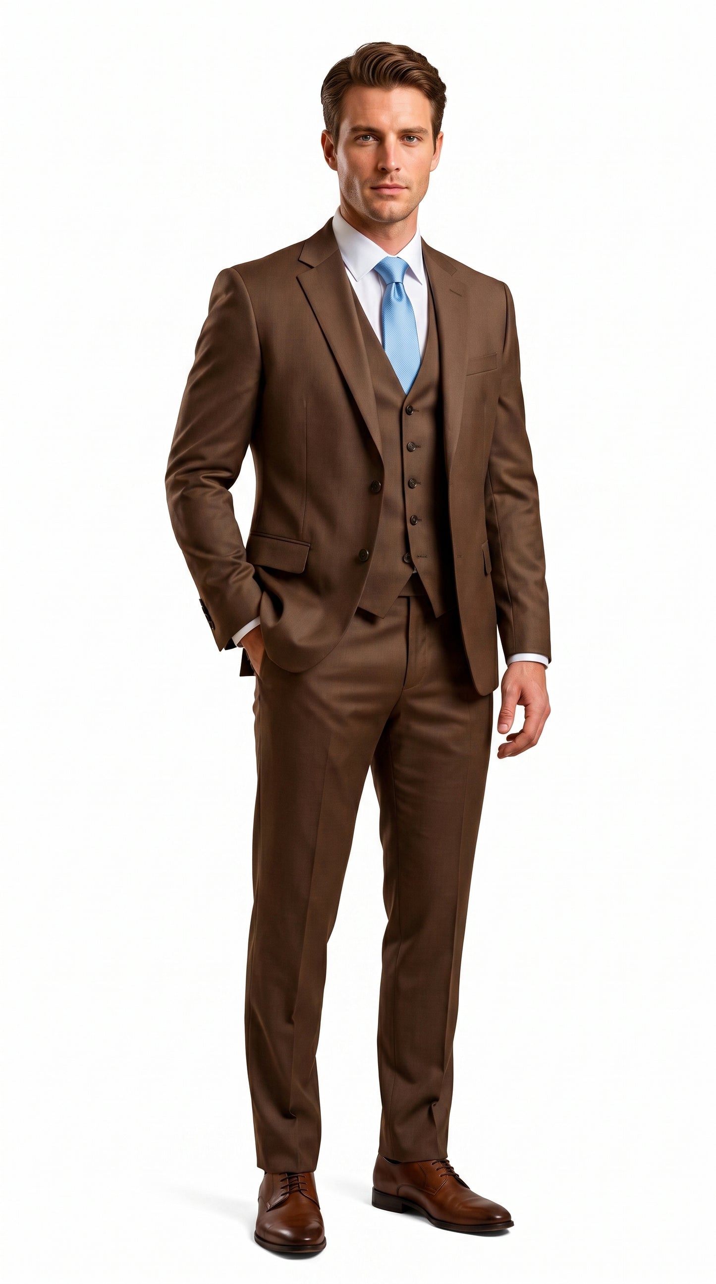 Elegant Men's Chocolate Dark Brown 3 ~ Three Piece  Business Suits Clearance Sale