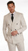 Men’s Off White Double Breasted Pinstripe Suit with Jacket and Pants, Formal Wedding Dress Suit