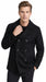 Men’s Black Big and Tall Wool Peacoat with Three Button Double Breasted Closure
