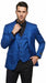 Men’s Royal Blue Indigo Paisley Prom Tuxedo Suit with Floral Jacket, Vest and Pants