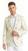 Men’s Off White and Gold Floral Paisley Tuxedo Blazer, Big and Tall Sparkling Formal Sport Coat