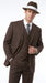 Men’s Brown Pinstripe Zoot Suit with 3 Button Jacket, Vest and Wide Leg Pants, 1920s Gangster Suit