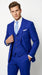 Men’s Electric Royal Blue Suit with Two Flap Front Pockets, Formal Wedding Prom Dress Suit