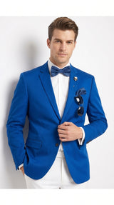 Men’s Royal Blue 2 Button Blazer with Notch Lapel, Wholesale Dress Casual Sport Coat