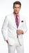 Men’s White Linen 2 Piece Suit with Two Button Jacket, Side Vents and Matching Pants