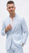 Men’s Light Blue Seersucker Suit with Shorts, Summer Mini Pinstripe Casual Dress Outfit