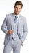 Men’s Light Blue Seersucker Suit with Jacket, Vest and Pants, High Quality Summer Dress Suit