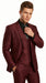 Men’s Burgundy Wine Maroon Sharkskin Vested Suit with Jacket, Vest and Pants