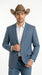 Men’s Light Blue Plaid Western Sport Coat, Business Casual Cowboy Blazer Jacket