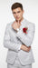 Men’s Silver Grey Shiny Paisley Graduation Suit, Formal Prom Wedding Dress Suit