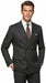 Men’s Grey Pinstripe Slim Fit Wool Suit with 2 Button Jacket and Peak Lapel