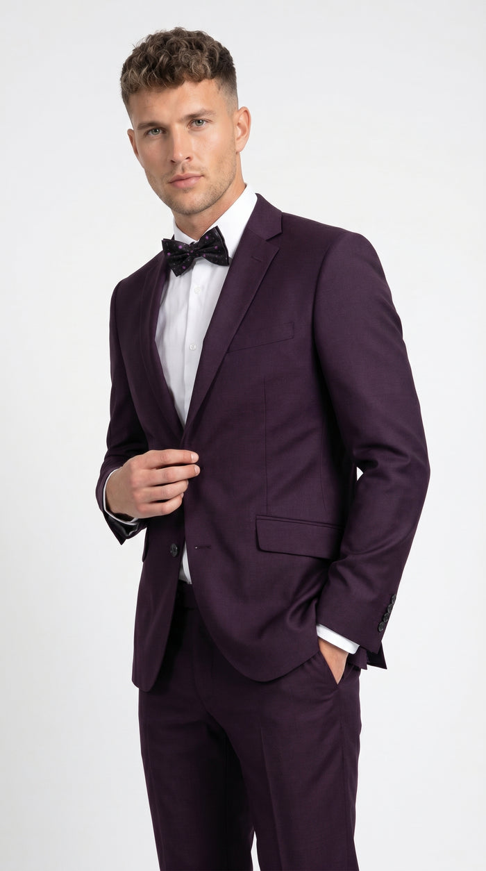 Men’s Plum Eggplant Dark Purple 2 Piece Suit, Formal Wedding Prom Dress Suit