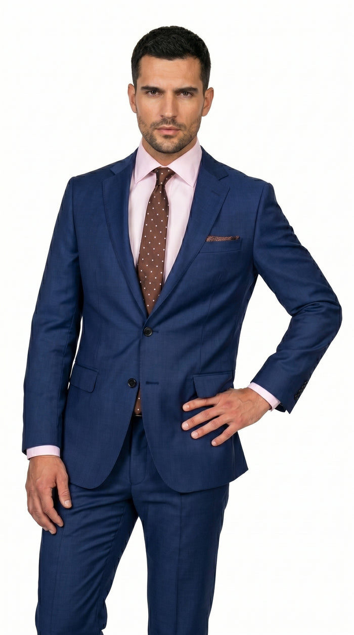 Men’s Ink Blue 2 Button Suit, Cobalt Midnight Blue Wedding and Business Dress Suit