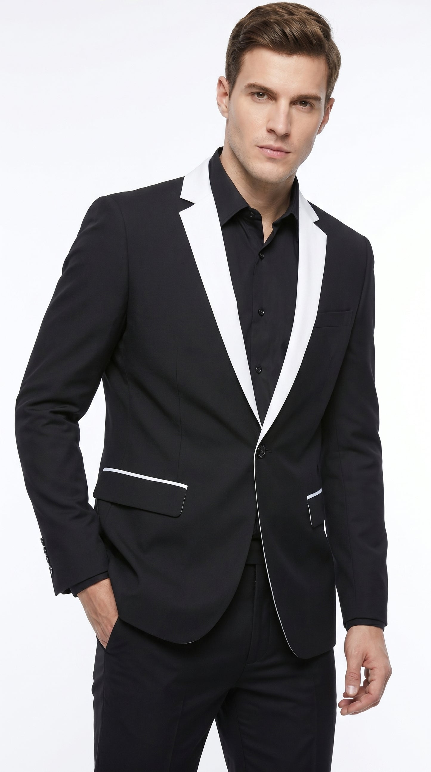 Mens Black and White Blazer — Now in Stock at MensUSA Black/White / L or Large