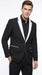 Men’s Black and White Blazer with Shawl Lapel, Dress Casual Formal Sport Coat