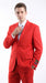 Men’s Red Bolzano 2 Button Suit with Pleated Pants, 100% Polyester Formal Dress Suit