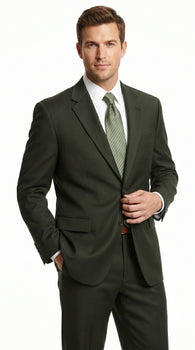 Men’s Dark Olive Green Suit, Classic Formal Dress Suit Clearance Sale