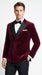 Men’s Burgundy Velvet Tuxedo, Slim Fit Double Breasted Formal Tuxedo Suit for Wedding, Prom and Groom Wear