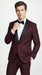 Men’s Maroon Slim Fit Tuxedo with Black Satin Lapel, Burgundy Wine Formal Prom Suit