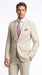 Men’s Natural Linen 2 Piece Suit with Side Vents, Two Button Regular Fit Summer Dress Suit
