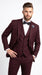 Men’s Burgundy Regular Fit Suit with Vest, Formal Wedding Prom Dress Suit