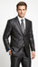 Men’s Vitali Black Sharkskin 2 Button Suit, Formal Wedding Business Dress Suit Set