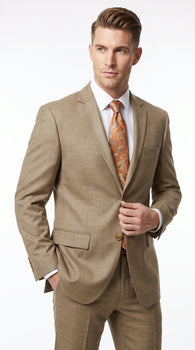 Men’s Champagne Gold Sharkskin Suit, Formal Wedding Church Business Dress Suit Set
