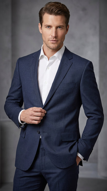 Tiglio Italian Suit - Real Wool Men’s Tiglio Novello Navy Blue Super 150’s Wool Suit, Italian Wool  Business Wedding Suit SetSuper 150's Novello Navy Blue ,Pure Wool Suit in Color Navy Blue Modern Fit
