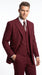 Men’s Burgundy Wine Maroon 3 Piece Vested Suit, Peak Lapel Formal Wedding Church Dress Suit Set