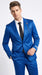Men’s Shiny Metallic Blue Sharkskin Suit, Single Breasted Formal Wedding Prom Dress Suit Set