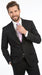 Men’s Black 2 Button Poplin Suit, Formal Wedding Business Church Dress Suit Set