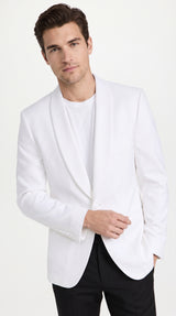 Men’s White Dinner Jacket with Shawl Lapel, Formal Wedding Prom Tuxedo Blazer