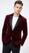 Men’s Burgundy Velvet Tuxedo Blazer with Black Satin Lapel, Crushed Velour Formal Sport Coat