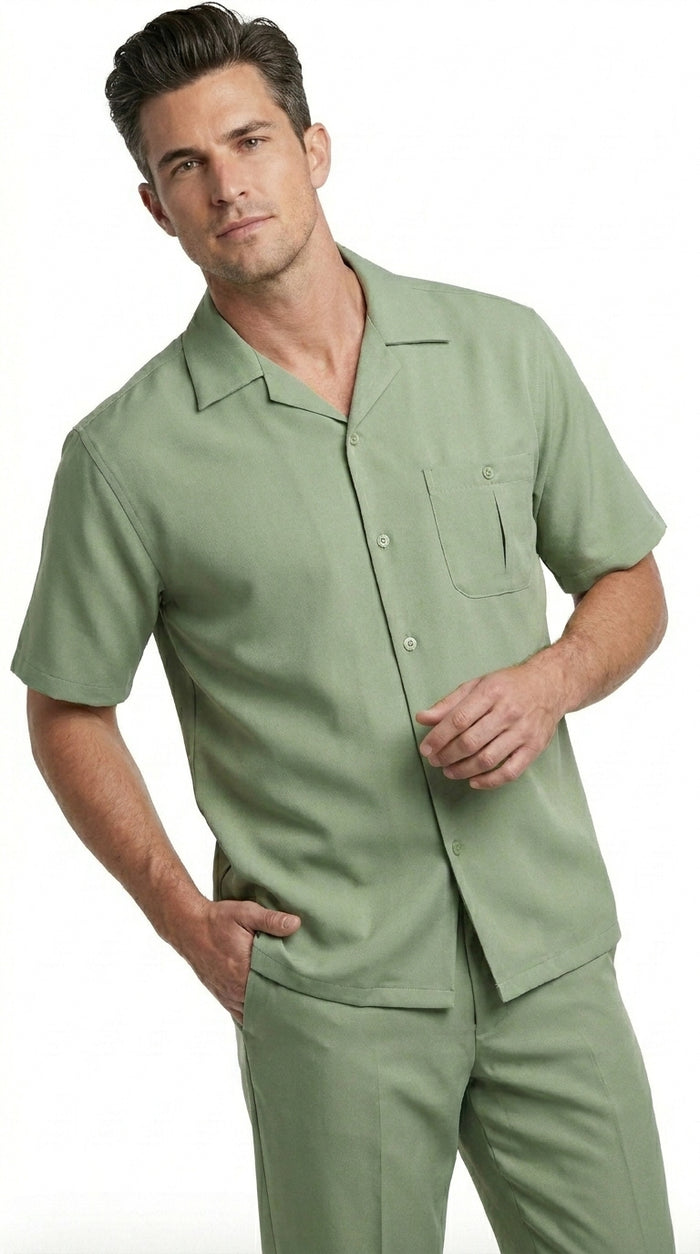 Men’s Mint Big and Tall Walking Suit with Short Sleeve Shirt and Matching Pants