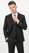 Men’s Jet Liquid Black Suit with White Pinstripes, 2 Button Vested Formal Dress Suit