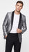Alberto Nardoni Men’s Silver Gray and Black Paisley Sequin Tuxedo Blazer with Black Lapel