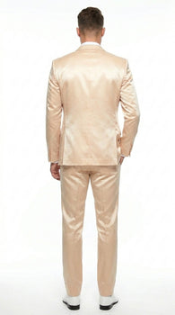 Champagne Suit - Light Gold Color Shiny Suit - Sateen Suit - Wedding Tuxedo Suit
