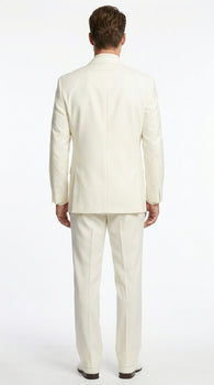 Lucci Classic Ivory 2-Button Budget Tuxedo - Pleated Slacks