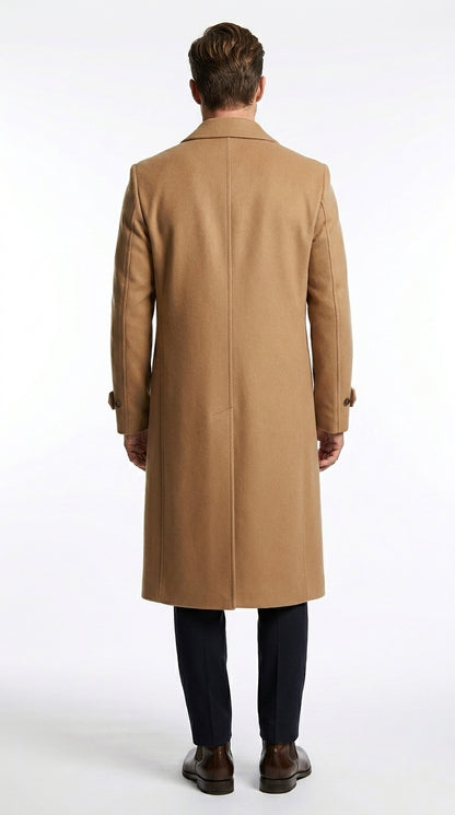 Men’s Toast Full Length 53 Inch Top Coat with Single Breasted Front, Microfiber Dress Overcoat