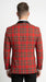 Men’s Red Tartan Plaid Tuxedo Jacket with Black Shawl Lapel, Holiday Christmas Wedding Prom Blazer