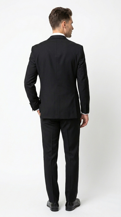 Men’s Black Double Breasted Tuxedo with Super 150s Style, Designer Formal Wedding Dinner Suit