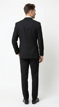 Men’s Black Double Breasted Tuxedo with Super 150s Style, Designer Formal Wedding Dinner Suit