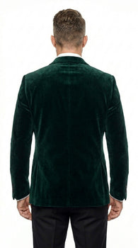Men’s Olive Hunter Green Velvet Tuxedo Jacket with Black Satin Lapel, Formal Wedding Dinner Blazer