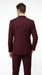Men’s Burgundy Vested Wedding Tuxedo, One Button Jacket with Black Peak Lapel and Matching Pants