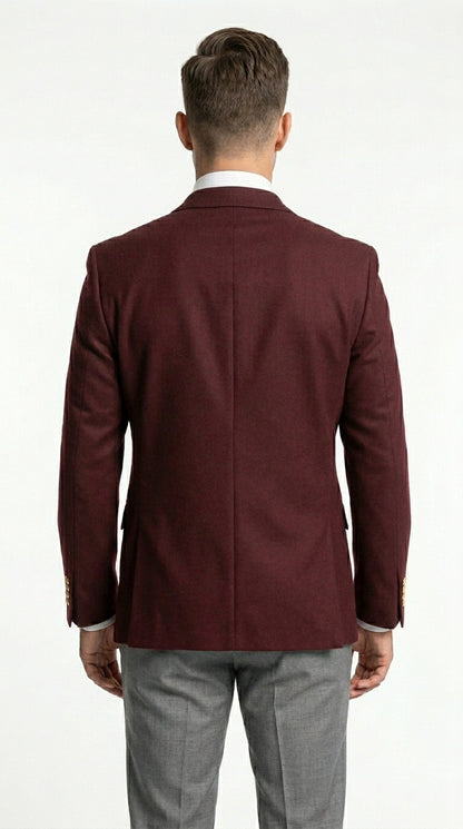 Men’s Burgundy Maroon Wine 2 Button Blazer, Classic Business Casual Wedding Sport Coat Jacket