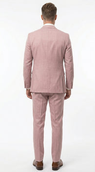 Men’s Mauve Rose Gold Light Pink 3 Piece Wedding Suit, Formal Vested Groom Prom Suit Set