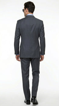 Men’s Charcoal Grey Double Breasted Wool Suit, Designer Formal Wedding Business Dress Suit Set