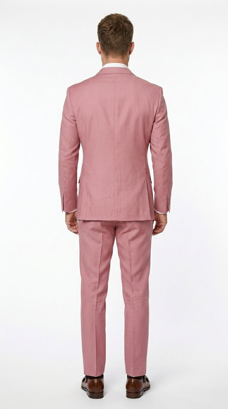 Men’s Blush Pink Double Breasted Easter Suit, Lightweight Summer Wedding Church Dress Suit Set Modern Fit
